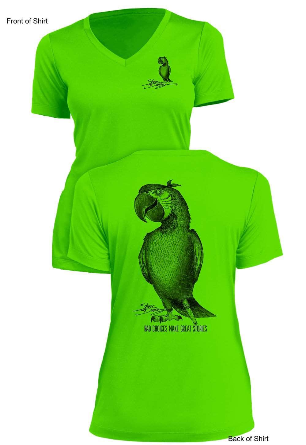 Pirate Parrot- Ladies Short Sleeve V-Neck-100% Polyester